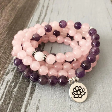 Rose Quartz Amethyst 108 Mala Bracelet-Your Soul Place
